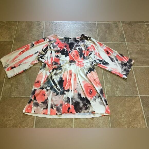 SIMPLY IRRESISTABLE WOMENS FLORAL KIMONO SLEEVE TOP BLOUSE - GORGEOUS - Medium - Picture 2 of 6